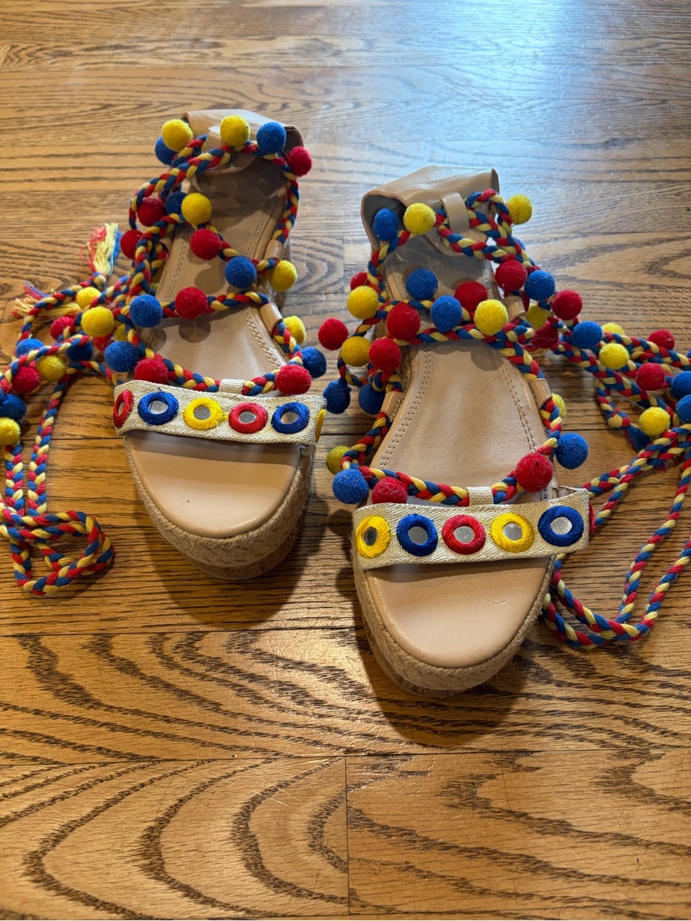 ASOS Tijuana Multi Pom Flatforms Espadrille Platforms Multi Color